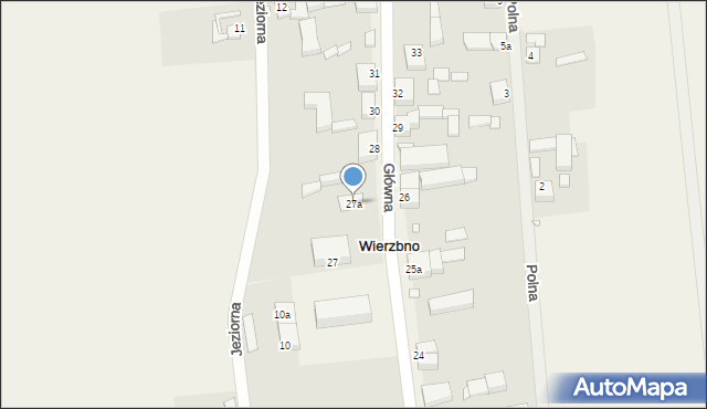 Wierzbno, Główna, 27a, mapa Wierzbno