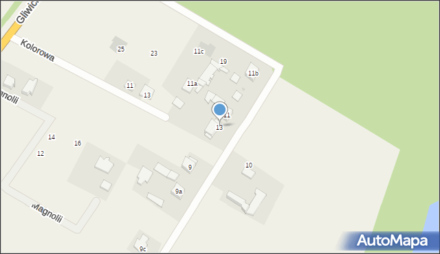 Wilcza, Gliwicka, 13, mapa Wilcza