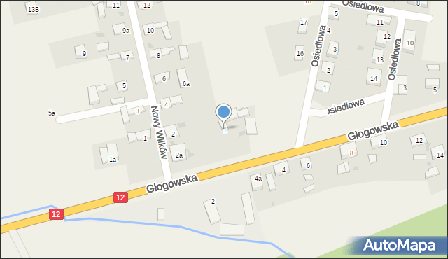 Wilków, Głogowska, 1, mapa Wilków