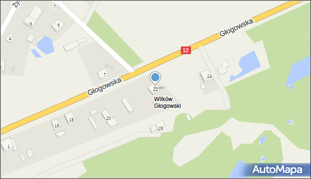 Wilków, Głogowska, 22, mapa Wilków