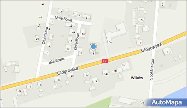 Wilków, Głogowska, 5, mapa Wilków