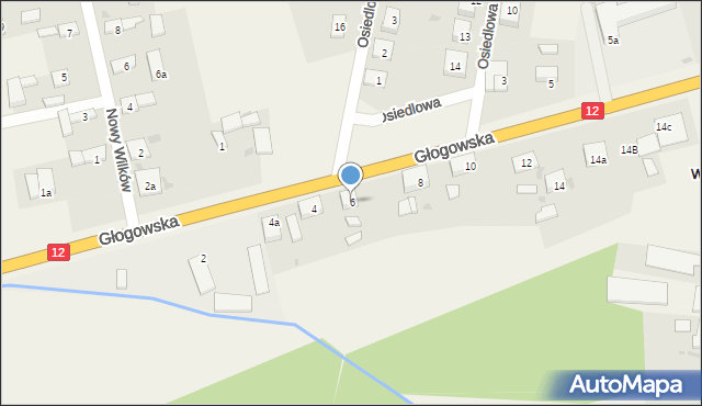 Wilków, Głogowska, 6, mapa Wilków