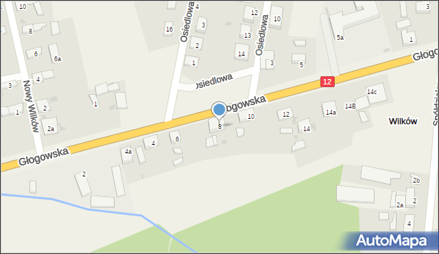 Wilków, Głogowska, 8, mapa Wilków