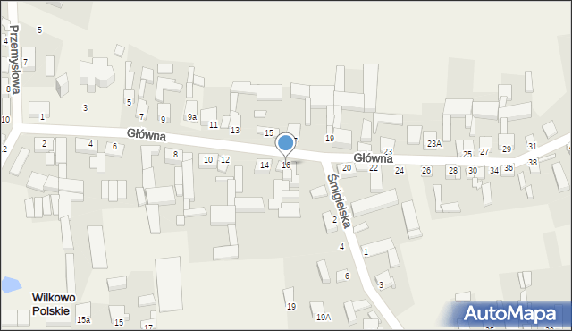 Wilkowo Polskie, Główna, 16, mapa Wilkowo Polskie