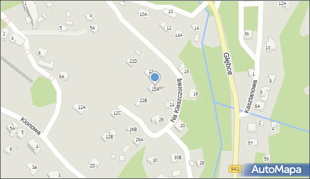 Wisła, Głębce, 22A, mapa Wisła