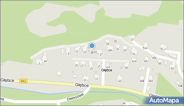 Wisła, Głębce, 25, mapa Wisła