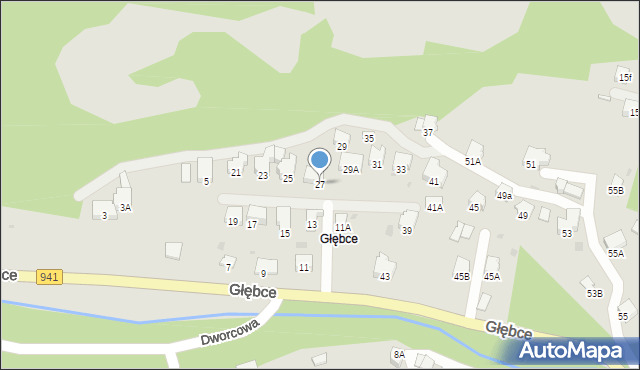 Wisła, Głębce, 27, mapa Wisła