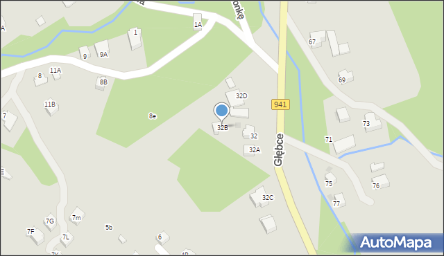 Wisła, Głębce, 32B, mapa Wisła