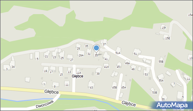 Wisła, Głębce, 33, mapa Wisła