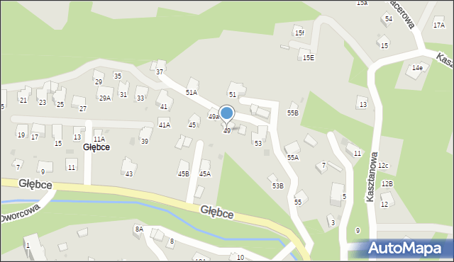 Wisła, Głębce, 49, mapa Wisła