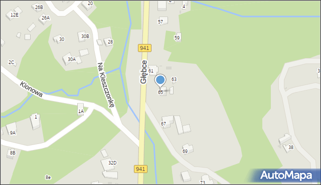 Wisła, Głębce, 65, mapa Wisła