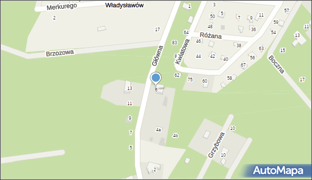 Władysławów, Główna, 6, mapa Władysławów