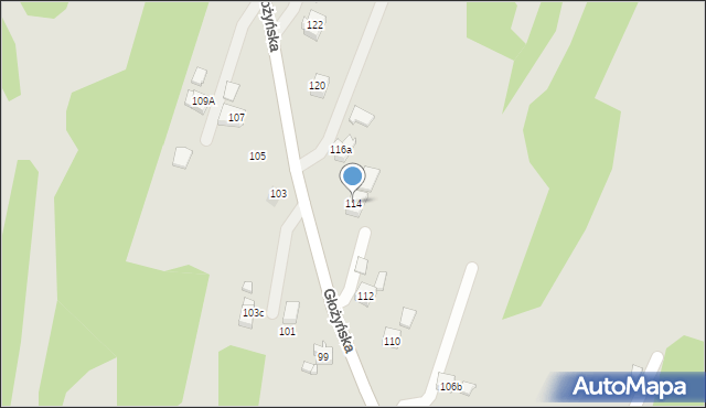Wodzisław Śląski, Głożyńska, 114, mapa Wodzisławia Śląskiego