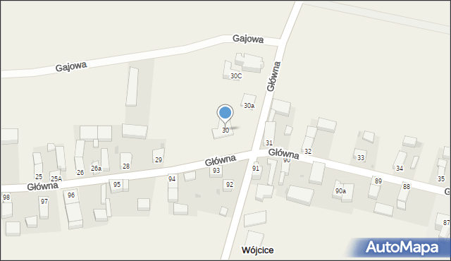 Wójcice, Główna, 30, mapa Wójcice