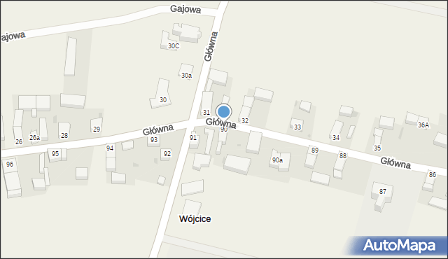 Wójcice, Główna, 90, mapa Wójcice