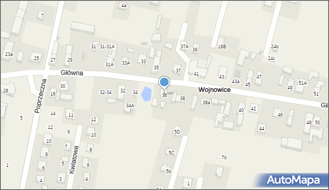 Wojnowice, Główna, 36, mapa Wojnowice