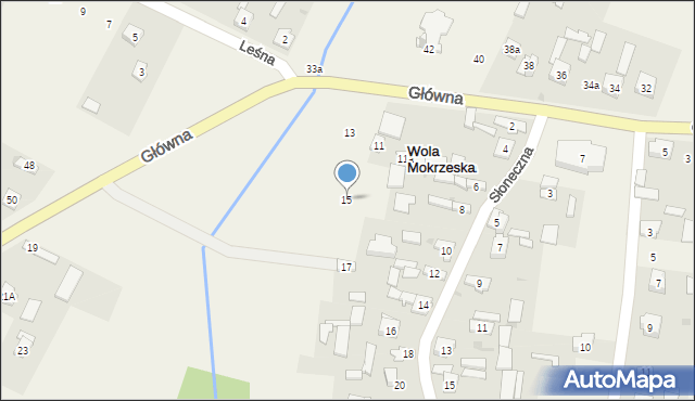 Wola Mokrzeska, Główna, 15, mapa Wola Mokrzeska