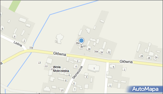 Wola Mokrzeska, Główna, 38, mapa Wola Mokrzeska