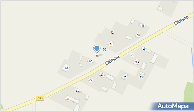 Wola Mokrzeska, Główna, 58, mapa Wola Mokrzeska