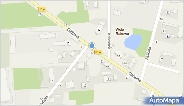 Wola Rakowa, Główna, 23, mapa Wola Rakowa