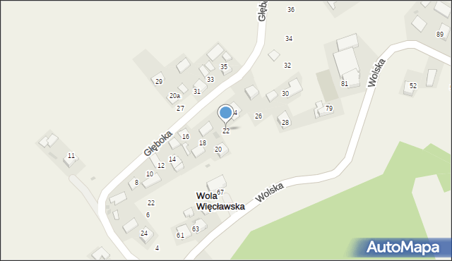 Wola Więcławska, Głęboka, 22, mapa Wola Więcławska