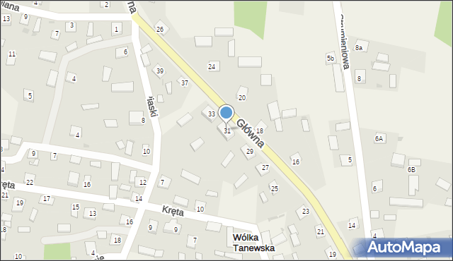 Wólka Tanewska, Główna, 31, mapa Wólka Tanewska