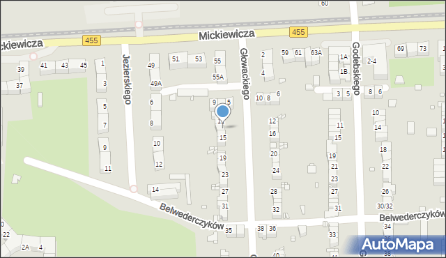 Wrocław, Głowackiego Bartosza, 13, mapa Wrocławia