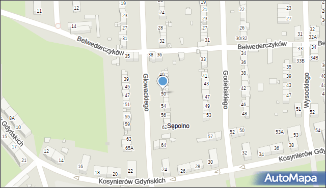 Wrocław, Głowackiego Bartosza, 50, mapa Wrocławia