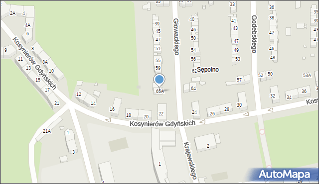 Wrocław, Głowackiego Bartosza, 65A, mapa Wrocławia