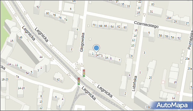 Wrocław, Głogowska, 1A, mapa Wrocławia
