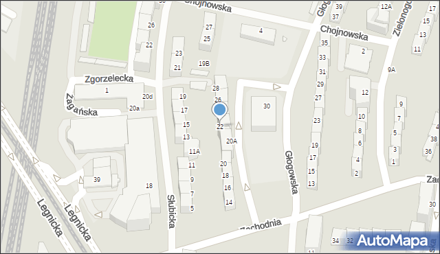Wrocław, Głogowska, 22, mapa Wrocławia