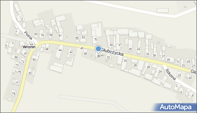 Wronin, Głubczycka, 36, mapa Wronin
