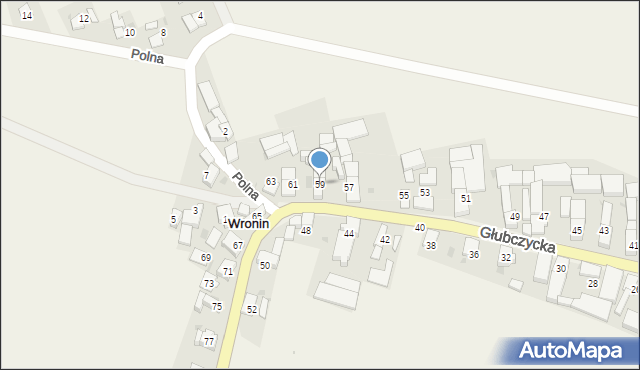 Wronin, Głubczycka, 59, mapa Wronin