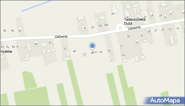 Wymysłów, Główna, 45, mapa Wymysłów