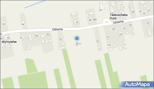 Wymysłów, Główna, 47, mapa Wymysłów