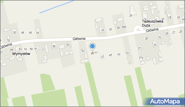 Wymysłów, Główna, 49, mapa Wymysłów