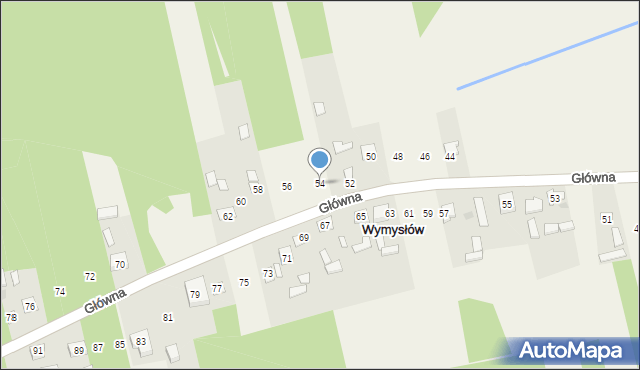 Wymysłów, Główna, 54, mapa Wymysłów