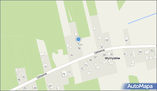 Wymysłów, Główna, 58a, mapa Wymysłów