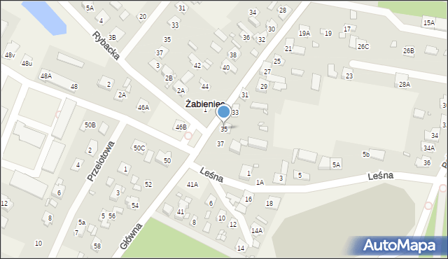 Żabieniec, Główna, 35, mapa Żabieniec