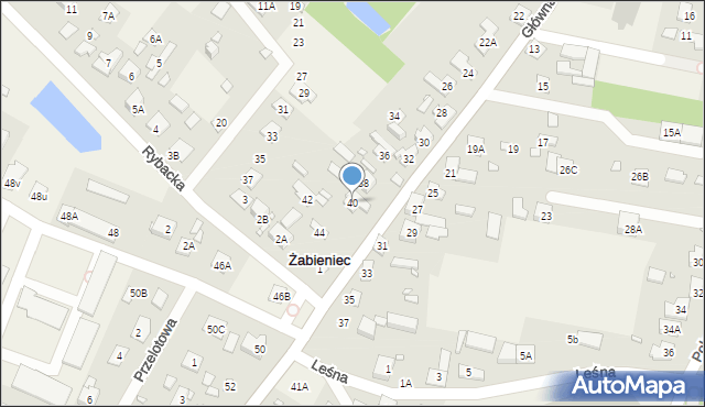 Żabieniec, Główna, 40, mapa Żabieniec