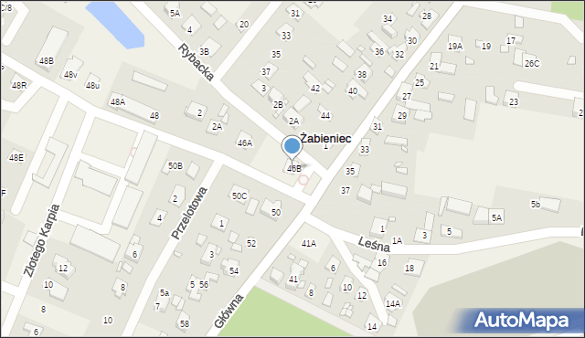 Żabieniec, Główna, 46B, mapa Żabieniec