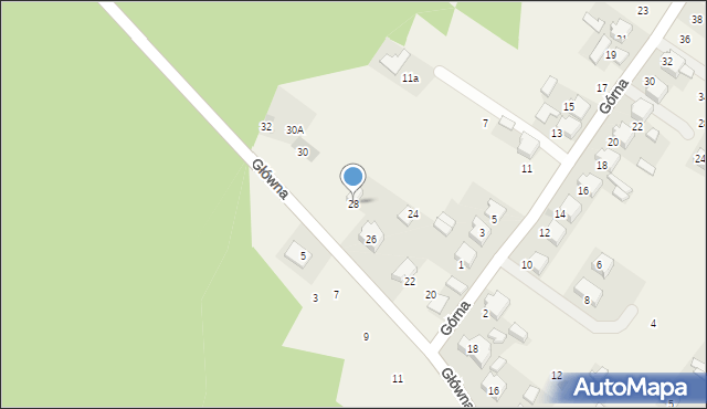 Zalesie Golczowskie, Główna, 28, mapa Zalesie Golczowskie