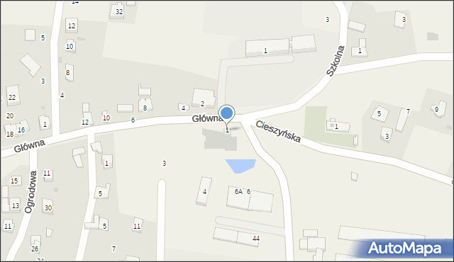 Zamarski, Główna, 1, mapa Zamarski