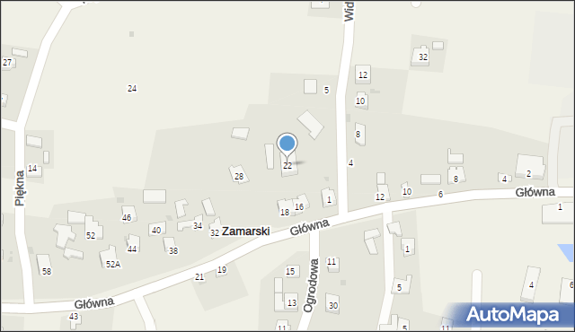 Zamarski, Główna, 22, mapa Zamarski
