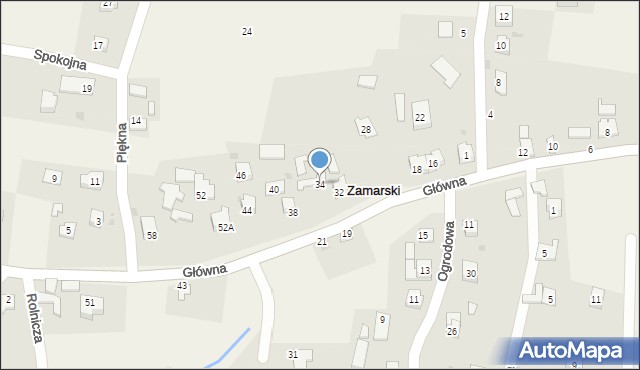 Zamarski, Główna, 34, mapa Zamarski
