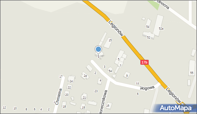 Zamość, Głogowa, 1, mapa Zamościa