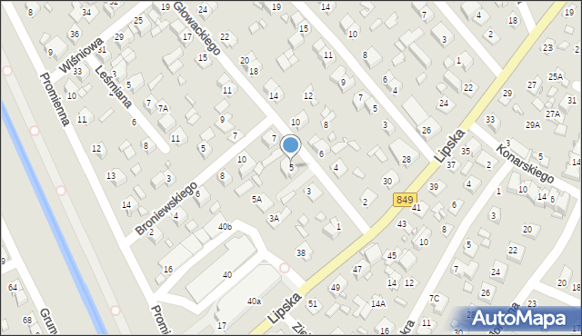 Zamość, Głowackiego Wojciecha, 5, mapa Zamościa