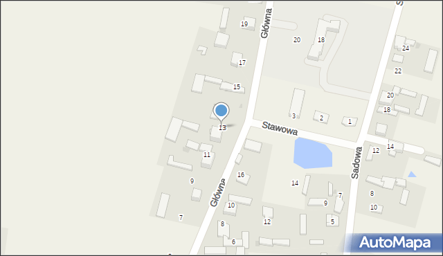 Zawada, Główna, 13, mapa Zawada