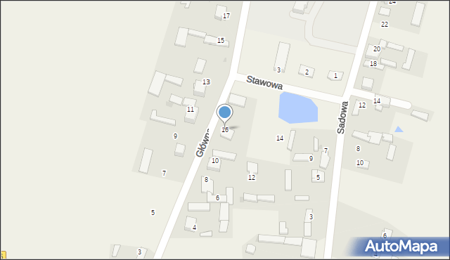 Zawada, Główna, 16, mapa Zawada