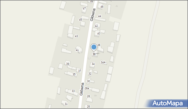 Zawada, Główna, 36, mapa Zawada